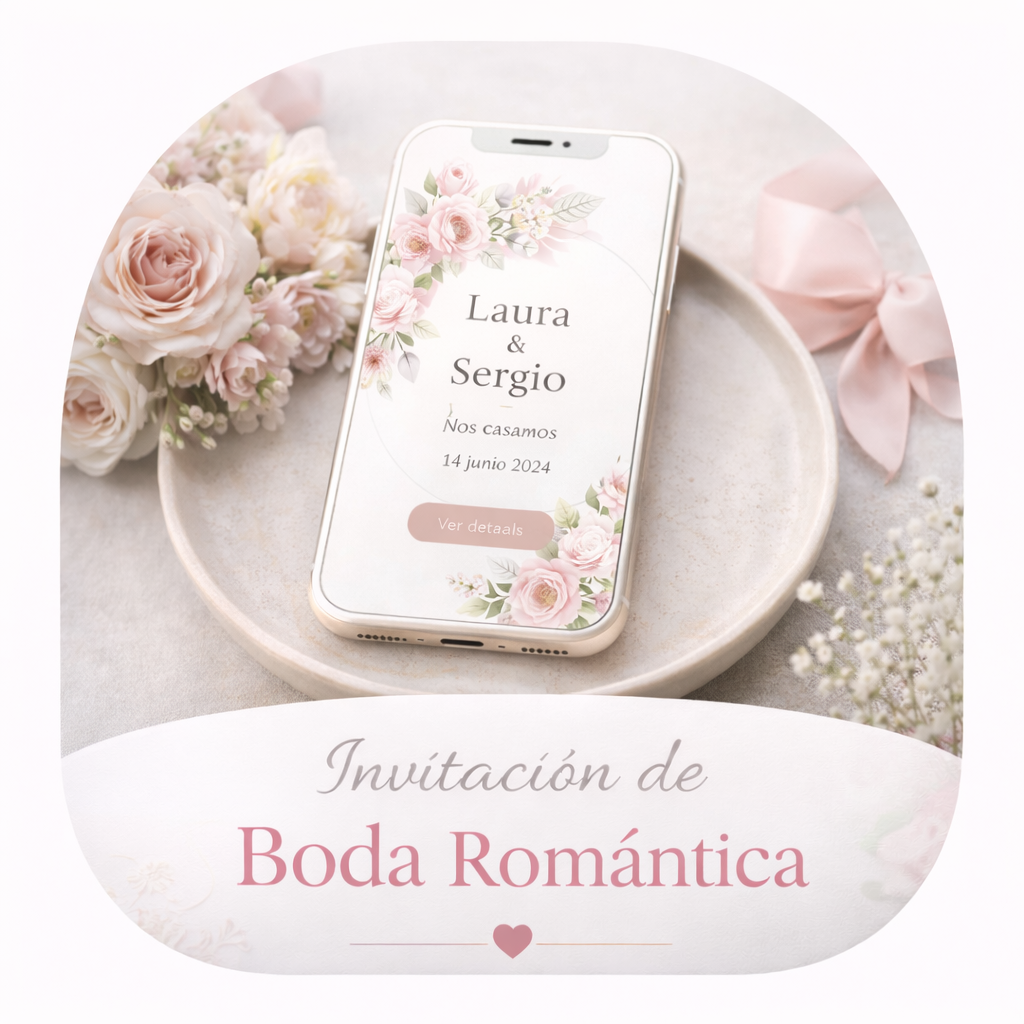 invitación de boda romántica