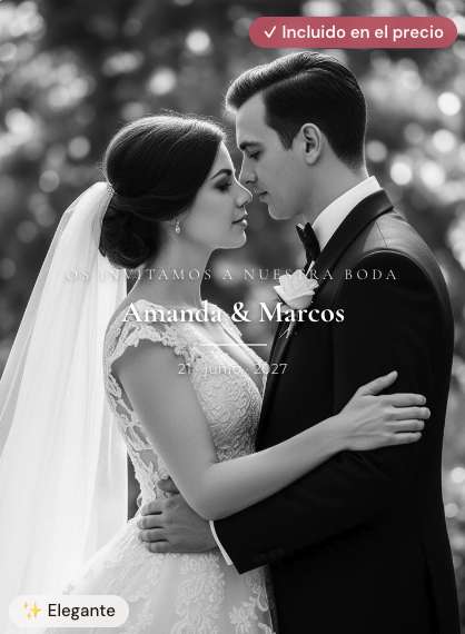 Invitación digital de boda modelo Marfil y Oro estilo minimalista elegante