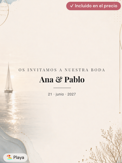 Invitación digital de boda modelo Sueños del Mar estilo marinero